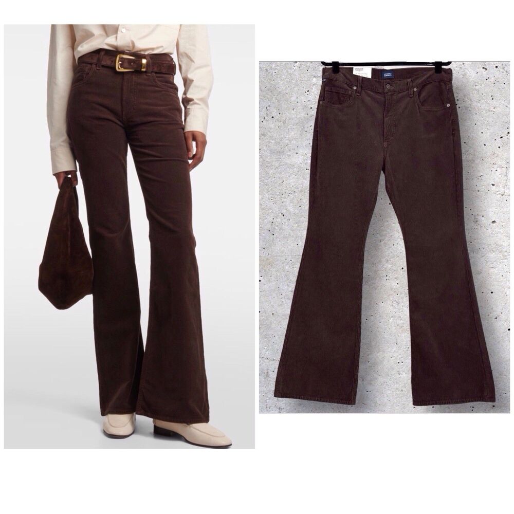 Citizens of Humanity Isola Flare Pants Womens 31 33x32 Corduroy Bronze Brown NWT